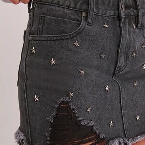 PTCL Black Denim Star Studded Skirt